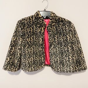Leopard 3/4 length sleeve cropped outerwear